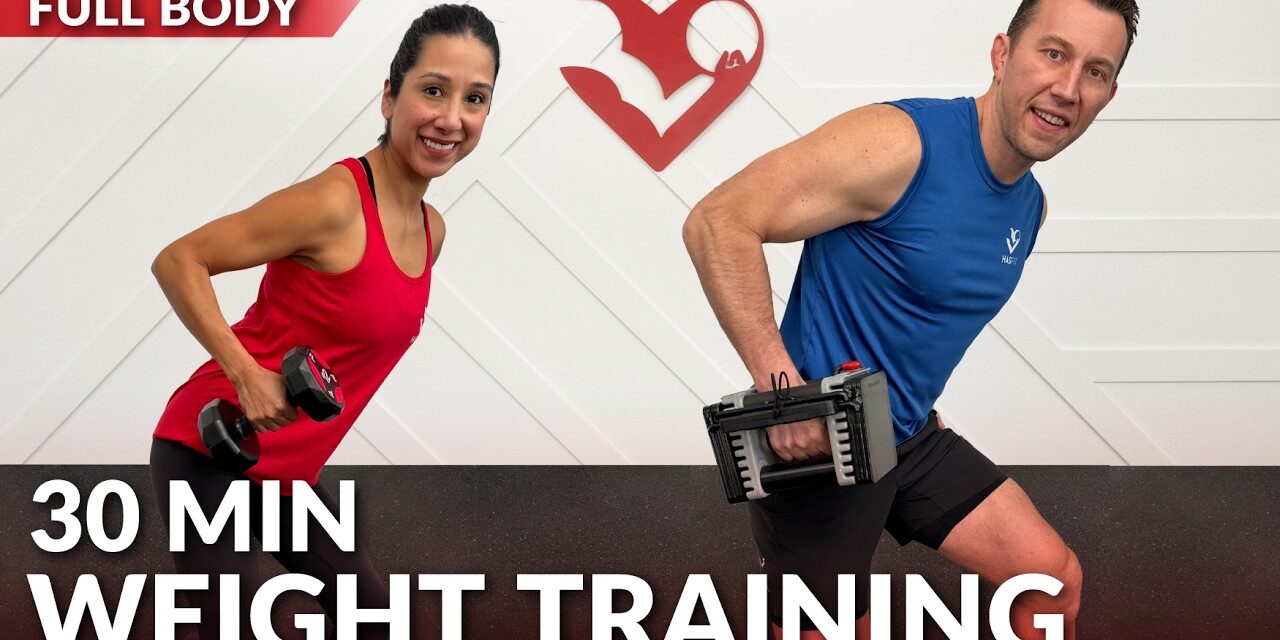 30 Min Weight Training at Home for Weight Loss & Strength – No Repeat Full Body Dumbbell Workout
